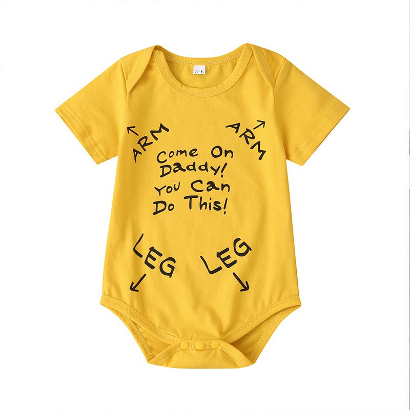 Baby Short-Sleeved Romper Casual European And American Fashion Newborn New One-Piece Yellow 9 12M