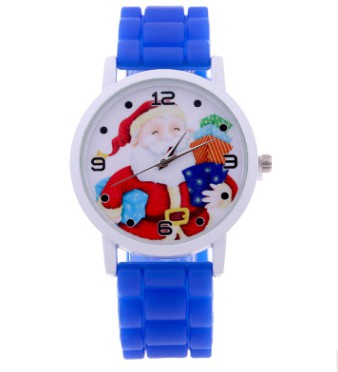 Christmas children's gift table Creative new cute Santa gift watch Silicone children's watch Sky blue