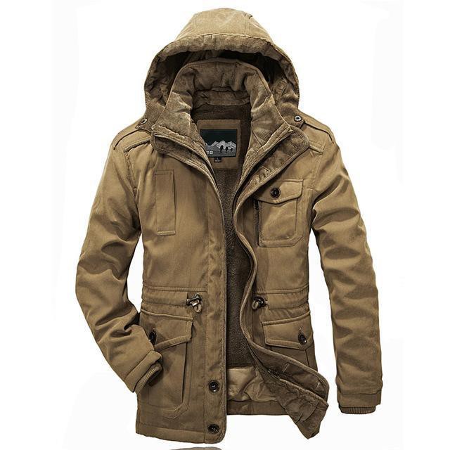 Heavy Wool Men Winter Jacket - Reversible and Removable Hood