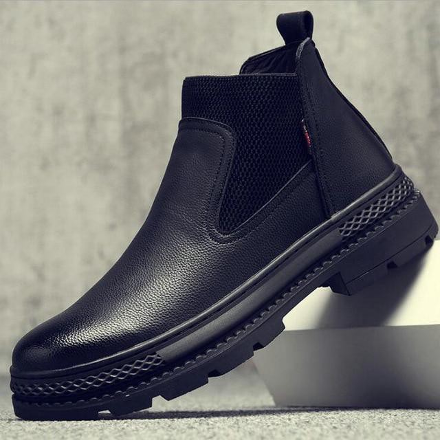 Men's casual big toe leather boots ankle boots