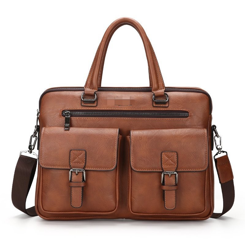 2020 Cross-border New Men's Large Capacity Business Bag Shoulder Bag Zipper PU Soft Surface Single Shoulder Messenger Handbag