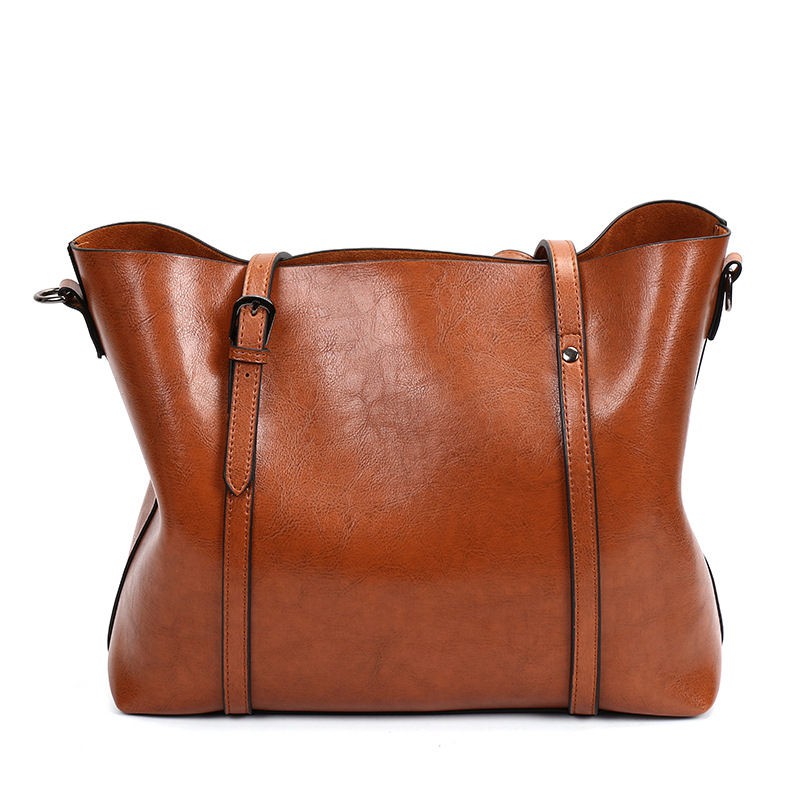 Promotion of 17 new fashion handbags bag retro all-match single shoulder bag simple oil wax portable Tote Bag