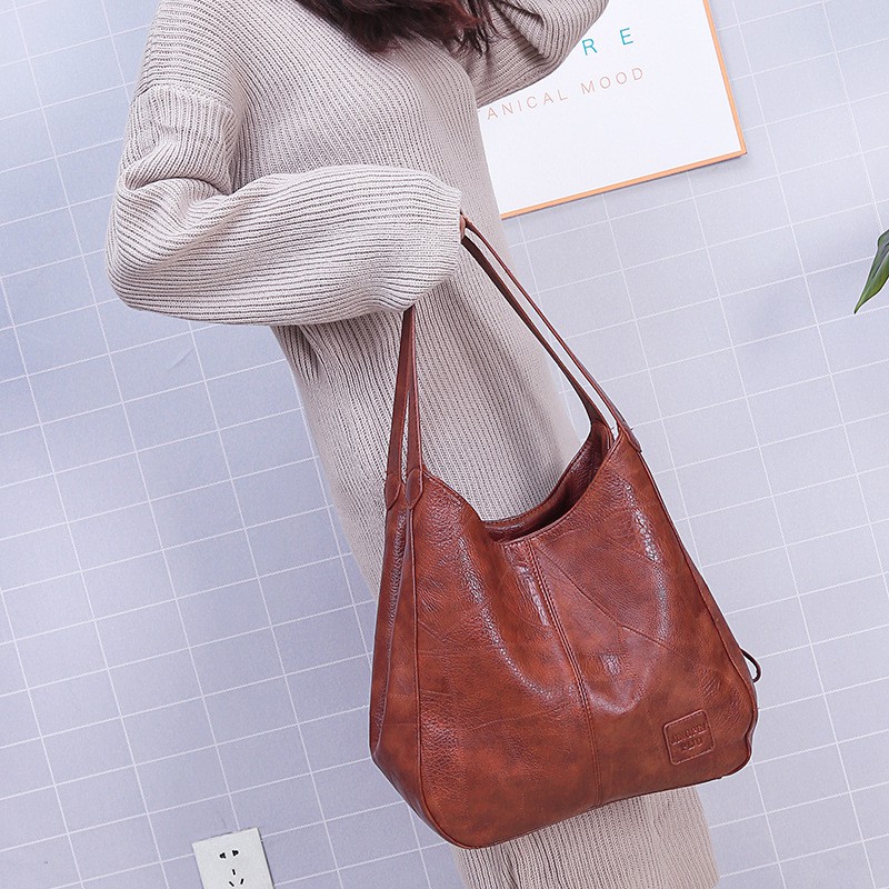 New Trendy Soft Leather Shoulder Bag Large Capacity Versatile Fashion Messenger Bag Ladies Handbag