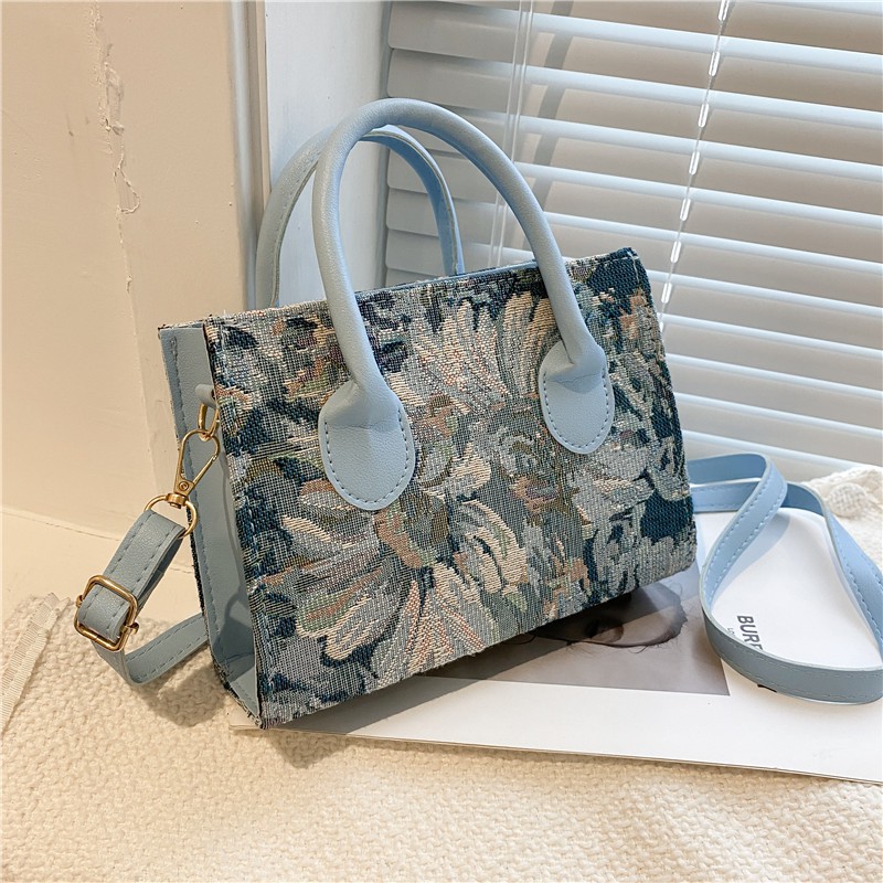 Version Of Foreign Fashion Portable Small Square Bag Trendy Graffiti Oil Painting Fold Shoulder Bag