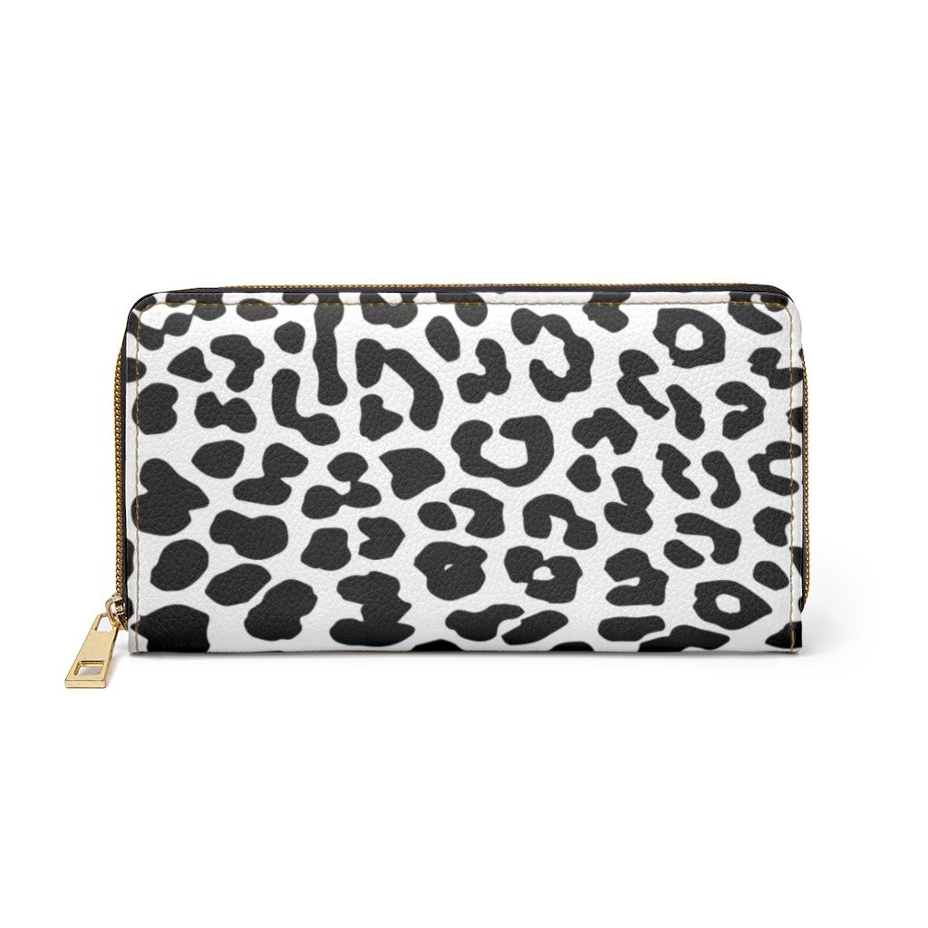 Zipper Wallet, Black & White Leopard Style Purse
