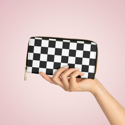 Zipper Wallet, Black & White Checker Style Purse