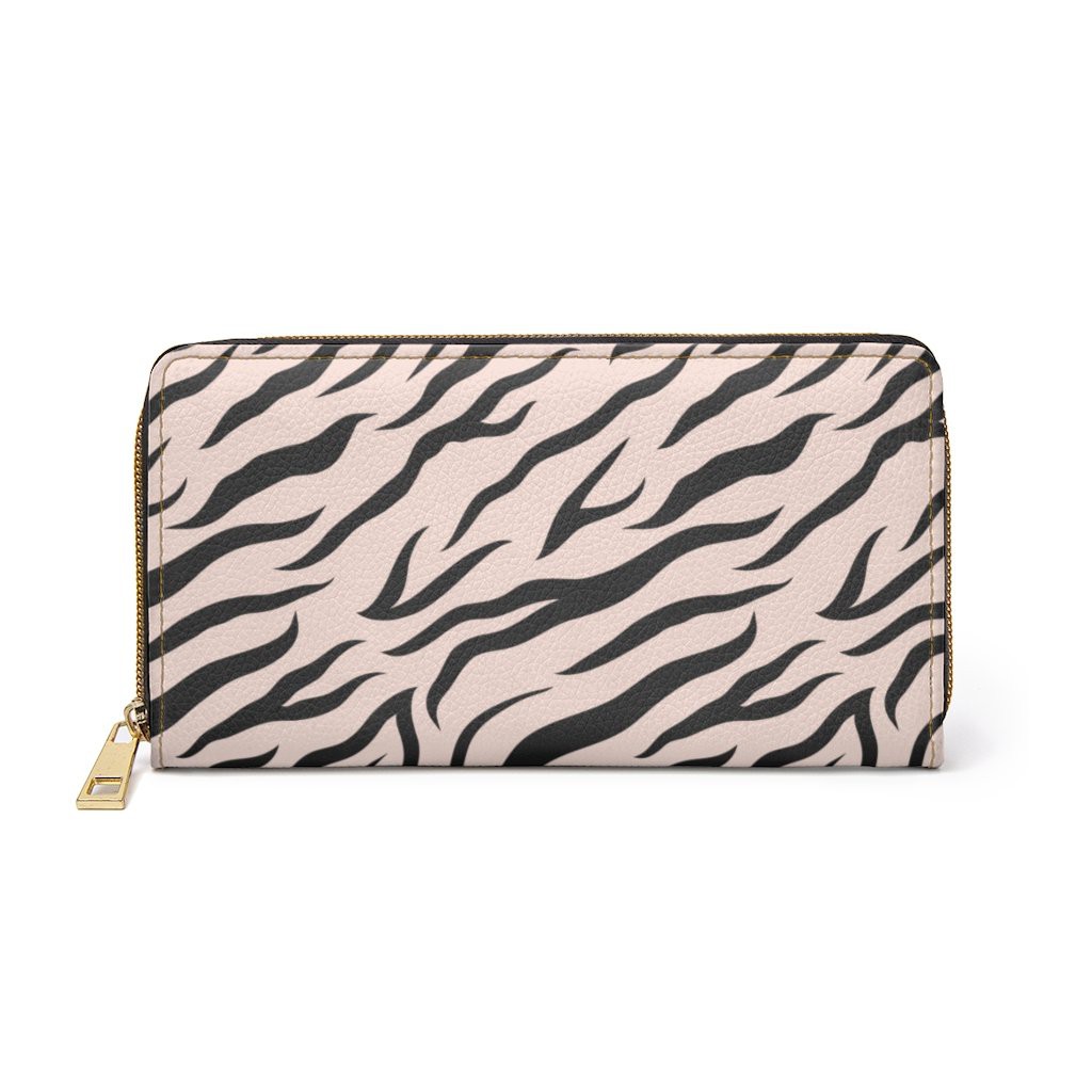 Zipper Wallet, Pink & Black Zebra Stripe Style Purse