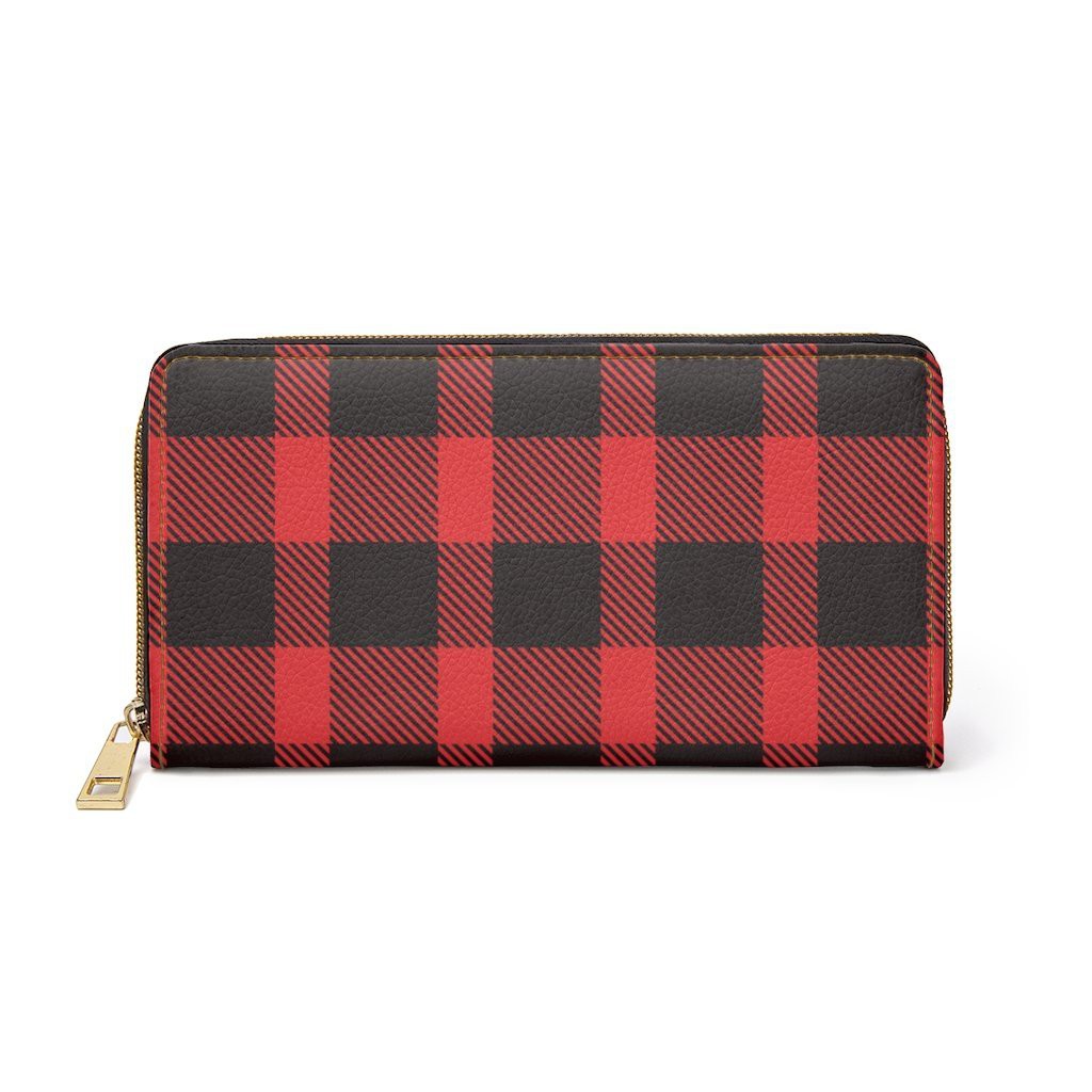 Zipper Wallet, Red & Black Plaid Style Purse