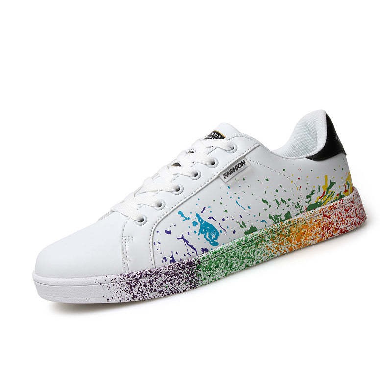 couple shoes print graffiti leather casual shoes