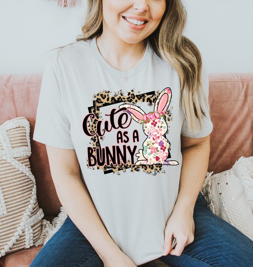 Cute As A Bunny T-shirt S HEATHER MINT 