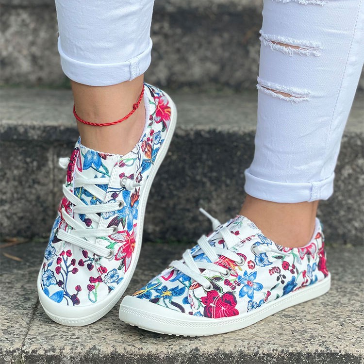 Pattern Cloth Shoes Flat Bottom Casual Comfortable Large Size Women's Shoes
