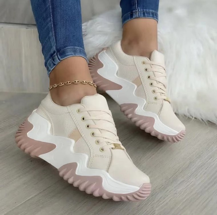 New Style Inner Heightened European And American Thick-soled Muffin With Casual Lace-up Shoes  Large Size Women's Shoes
