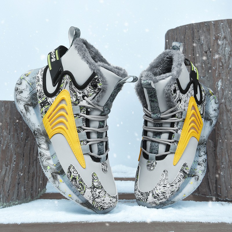 Winter Men's Shoes Plus Velvet Thickened Warm Big Cotton Shoes Northeast Snow Boots Men's Trendy Soft Sole High-top Sneakers For Men